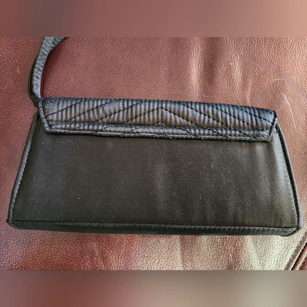 Neiman Marcus Black Satin Evening Bag Wristlet / Clutch - Picture 8 of 9